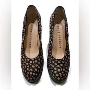 Vintage Walter Steiger Pony Hair Animal Print Platform Pumps Size 8.5
